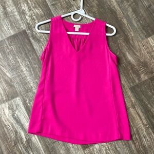 J. Crew Hot Pink V-Neck Sleeveless Blouse